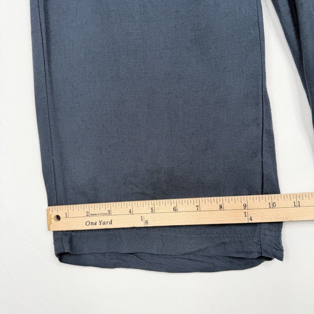 Splendid Crop Linen & Viscose Pants Wide Leg Navy Drawstring Elastic Waist Small - Picture 7 of 14